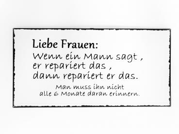 Metallschild weiß "Liebe Frauen" (40 cm x 20 cm)